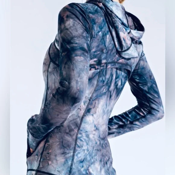 Rae Mode Marble Tie Dye Fitted Jacket Hoodie 2XL NWOT Athletic Zip - Picture 3 of 11